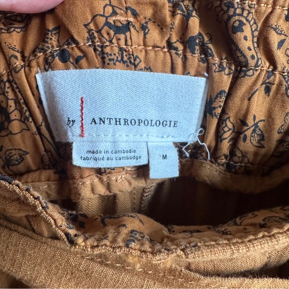 Anthropologie Paperbag Waist Tapered Pants Cotton Boho Cottagecore Tie Belt M - Picture 9 of 12